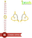 Jpearls CZ Studded Majestic Earrings & Watch Combo