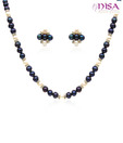 Nisa Pearls Glistening Black & White Pearl Studded Necklace Set