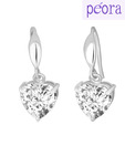 Peora Cz Heart Drop Sterling Silver Earrings