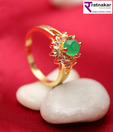 Ratnakar Green Coloured Stone & Crystal Studded Ring