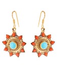 Rajdhani Bright Coral & Turquoise Earrings