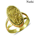 Nathi Capsule Shape Druzy Silver Ring