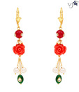 Vatika Magnificent Orange Coral Fusion Stone Kundan Earrings