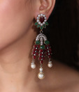 Spyra Maroon Crystal Earrings