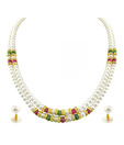 Jpearls CZ Ruby Pearl Necklace