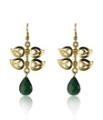 Kshitij Designer Leaf Shaped Golden & Green Earrings
