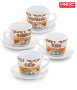 Vinod 4 Pcs Cup and Saucer Mocca