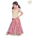 Kilkari Golden & Fuchsia Pink Lehanga Choli For Kids