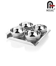 Mosaic Stainless Steel 5Pcs Snack Bowl Tray Set