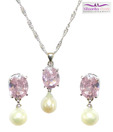 Niharikaa Pearls Cute Pink Necklace Set