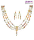 Niharikaa Pearls Peach & White Pearl Set