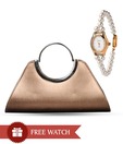 Oleva Copper Textured Finish Clutch With Free Women