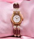 Oleva Pearl White & Mauve Watch