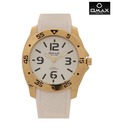 Omax White Golden Hands Watch