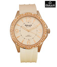 Omax Silver Sparkles Gold Watch