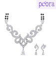 Peora Rhodium Plated CZ Mangalsutra Set