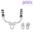 Peora Rhodium Plated Bridal Mangalsutra Earrings Set PM25S