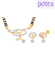 Peora Gold Plated Cz Flower Mangalsutra Set