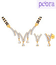 Peora Gold Plated CZ Zigzag Mangalsutra Set
