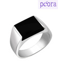 Peora Square Black Onyx Sterling Silver Ring