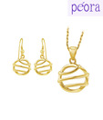 Peora Gold Finish Sterling Silver Pendant Set