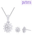 Peora Gorgeous Flower Shaped CZ Pendant Set