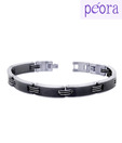 Peora Versatile Silver & Black Stainless Steel Bracelet
