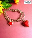 Pari Red Heart & Star Golden Chain Bracelet