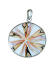 Indian Silver Round Shell Cabochon Pendant
