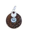 Indian Silver Garnet & Shell Pendant