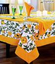 Swayam Yellow Floral Table Sheet For Six Seater