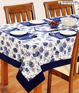 Swayam Blue Roses Table Sheet For Eight Seater