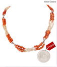 Silver Centrre Silver , Citrine and Cornelian Necklace with free silver coin