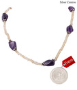 Silver Centrre Silver, Amethyst and Citrine Necklace with free silver coin