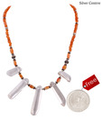 Silver Centrre Silver, Cornelian and Crystal Necklace with free silver coin
