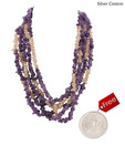 Silver Centrre Silver, Amethyst and Citrine Necklace with free silver coin