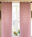 Dekor World Pink Leaf Eyelet Sheer Curtain