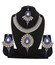 Variation Magnificent Blue Shimmer Patwa Necklace Set with Maangtika