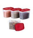 Prime Houseware Kitchen Storage Food Containers 4 Pcs. Set- Red