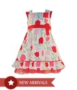 Nauti Nati Red & White Tulip Printed Dress For Kids