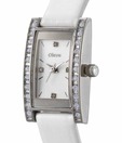 Oleva White Crystal Studded Bezel Watch