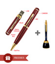 Red Gold Pen with High Quality Video Camera + Built-in 4GB USB Pen Drive + Free Pierre Cardin Sixth Sense Gold Pen