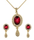 Oleva Lavish Red Stone & AD Studded Pendant Set