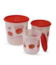 Princeware Printed Canisters Red - 3 Pieces