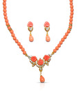 Nihaarika Pearls Floral Pink Beads & Coral Necklace Set