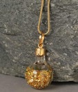 Ziveg Gold Flakes Filled Round Bottle Pendant