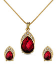 Oleva Pear Shaped Ravishing Red Stone Pendant Set