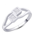 Peora Dainty Design Sterling Silver 2 CZ Ring