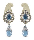 Kriaa Blue Stone Drop Designer Hanging Earrings