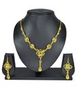 Aakshi Green Stones Floral Design Necklace Set